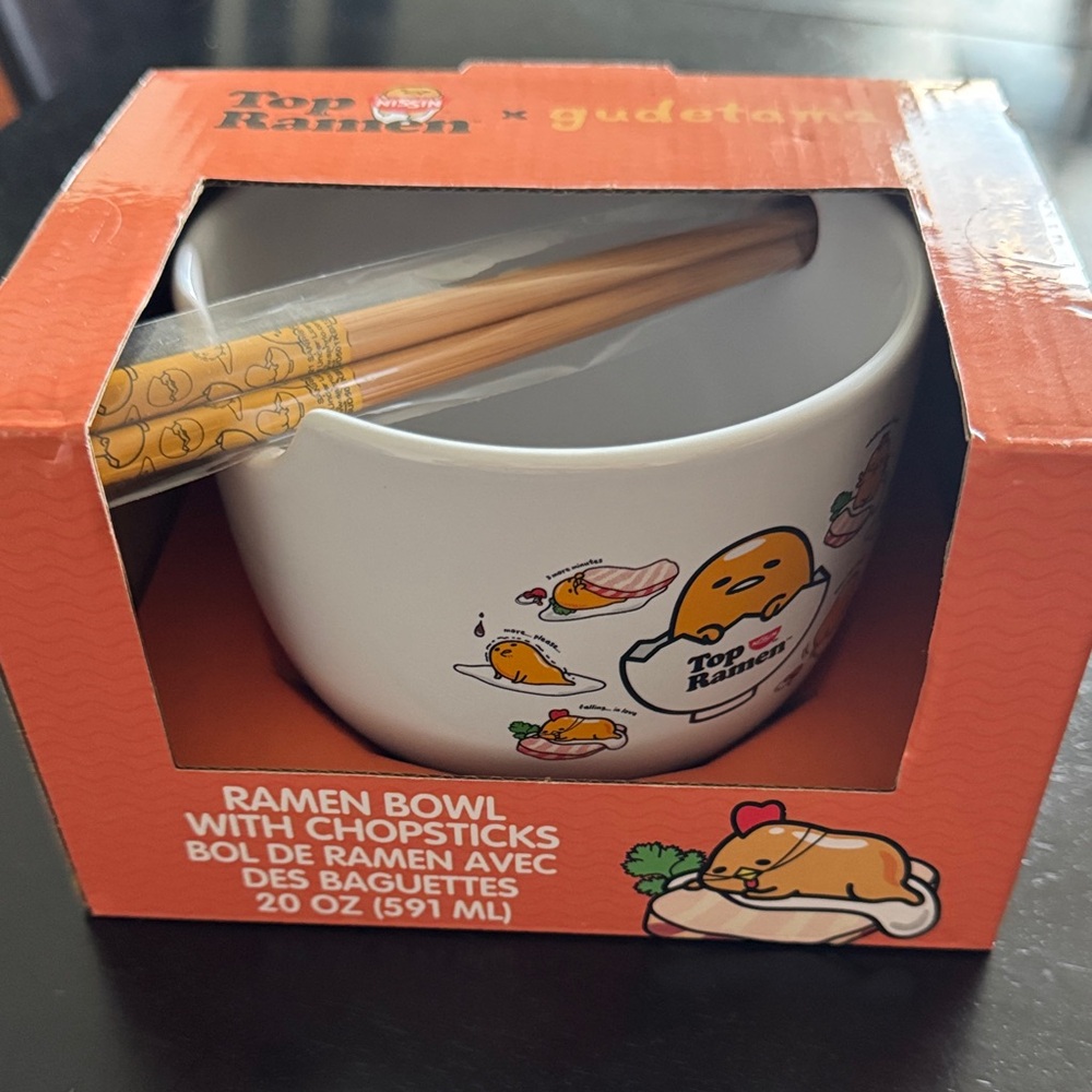 Nissan Top Ramen x Gudetama Ramen Bowl with Chopsticks